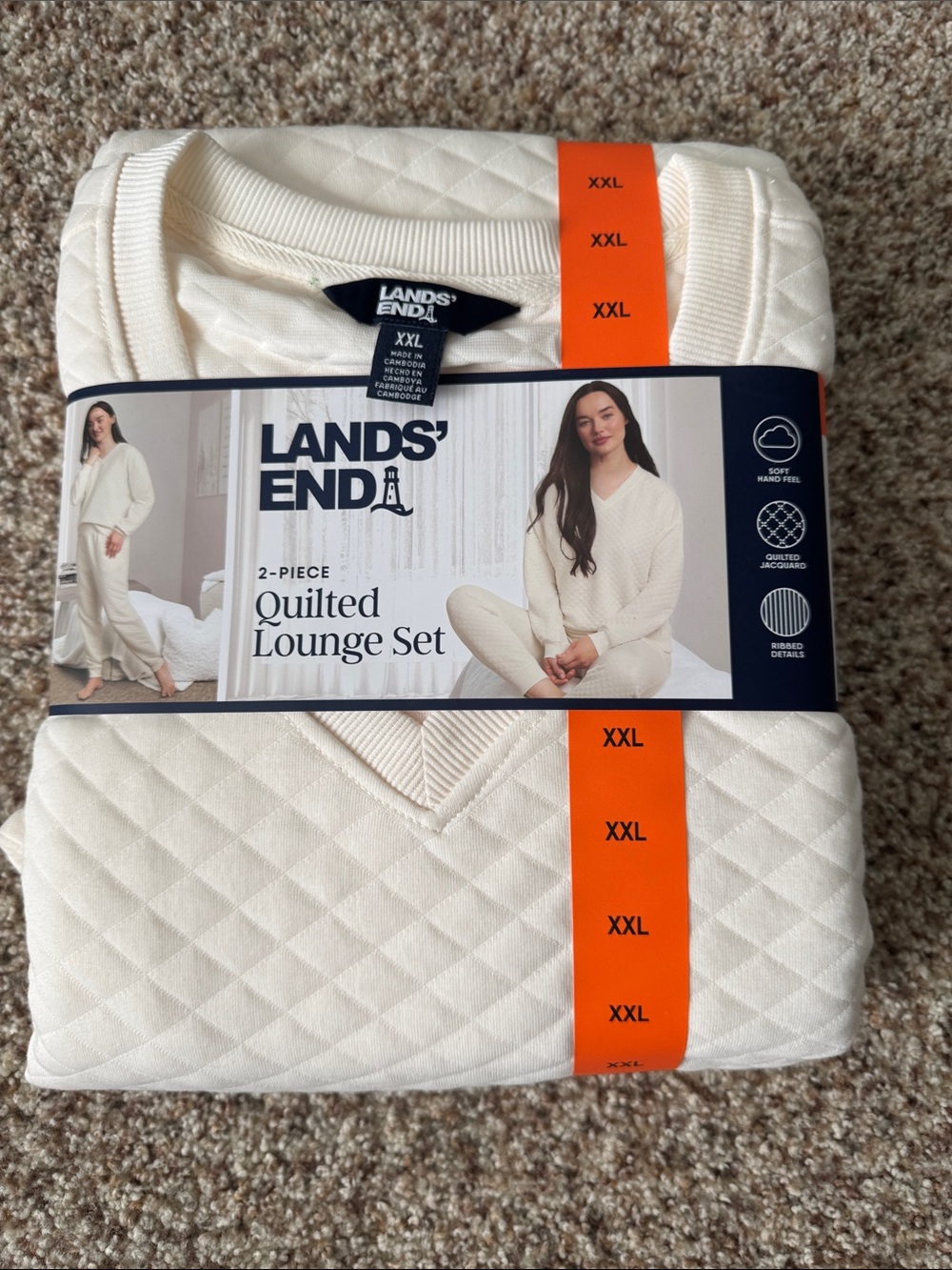 Lands’ end 2 piece quilted lounge set new